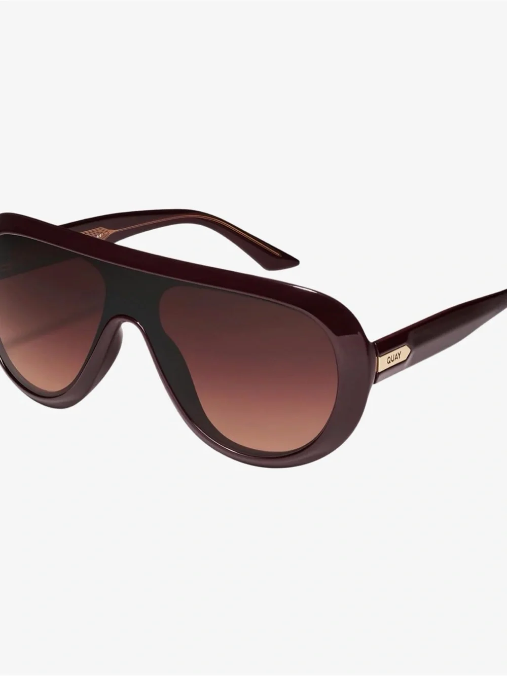 Quay Australia Set List Oversized Shield Sunglasses - Dark Brown Gradient